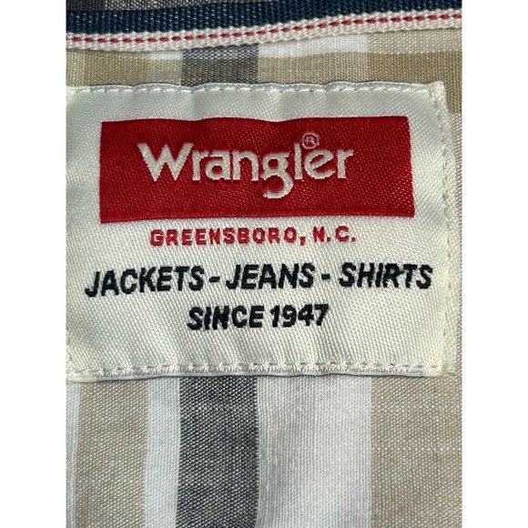 Wrangler Mens Oversize 2XL Brown Plaid Long Sleeve Button Up‎ Shirt - Picture 4 of 8